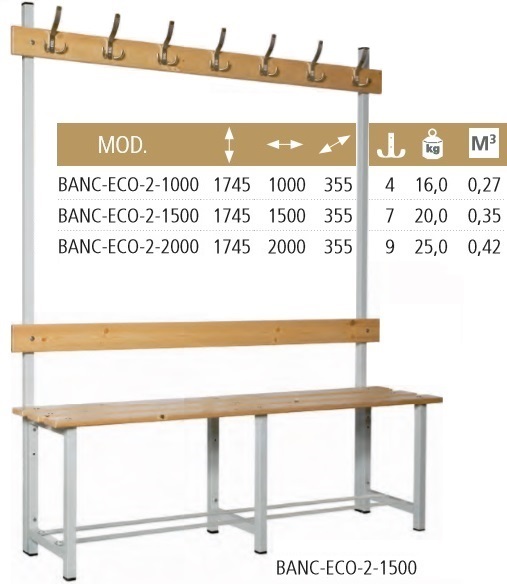 Bancos de vestuario de madera