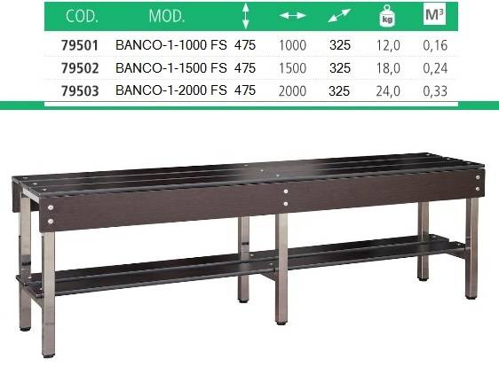 Banco con estructura para banco para taquilla fenólica de vestuario