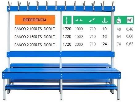 Banco de vestuario fenólico de 1500 cm