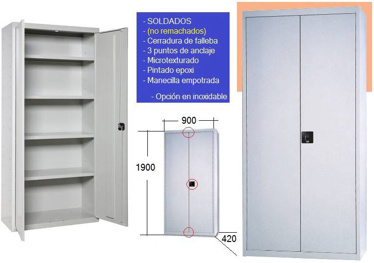 ARMARIOS METALICOS de Oficina, Con Puertas y Chapa