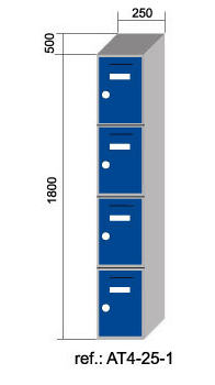 Taquillas Modulares Vestuarios 4 Puertas por Columna 300 mm