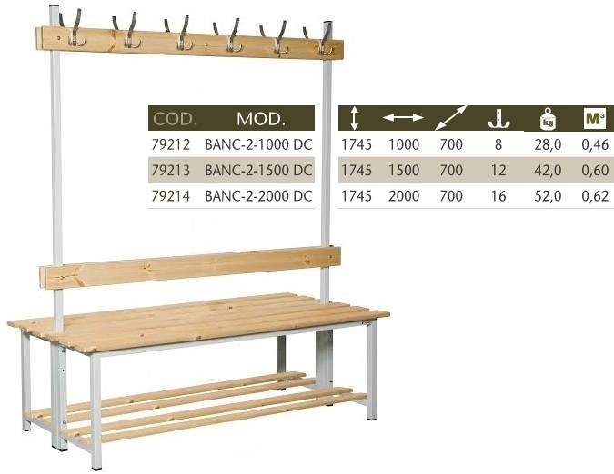 Banco de Vestuario de fenólico BANC-1-1000 FEN