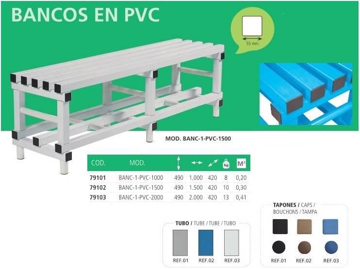 Banco de Vestuario de fenólico BANC-1-1000 FEN